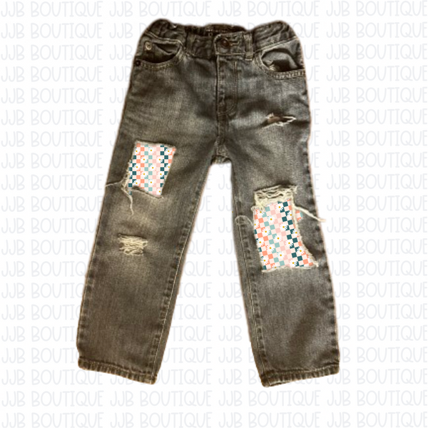 Check Your Daisies Distressed Denim